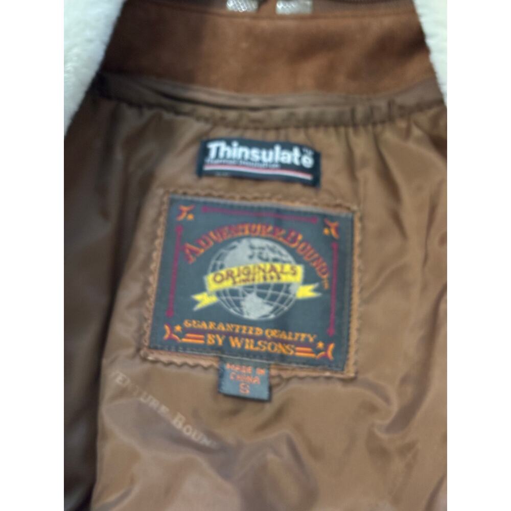 VTGWilson's Adventure Bound sueded leather brown bomber jacket w/thinsulateSMALL - Picture 5 of 13